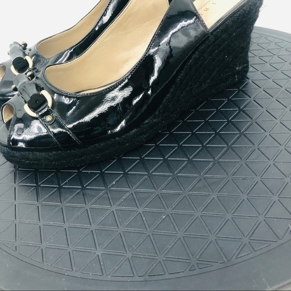 Talbots women black patent leather wedges size‎ 10 - Picture 6 of 13